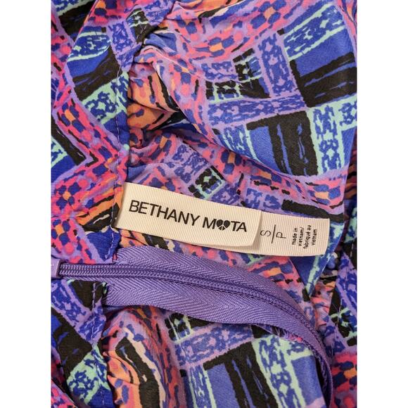 Bethany Mota Aeropostale Dress Small Purple Geometric Strappy Zipper Boho Mini - Picture 4 of 11